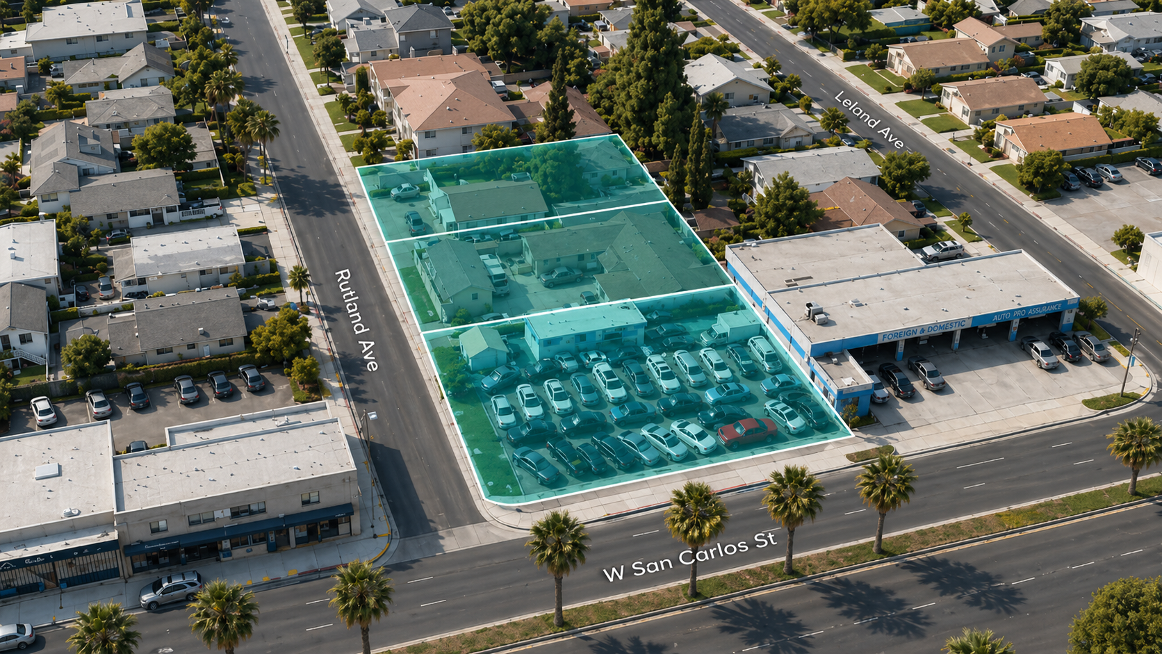 Aerial parcel outline at 1828 West San Carlos Street